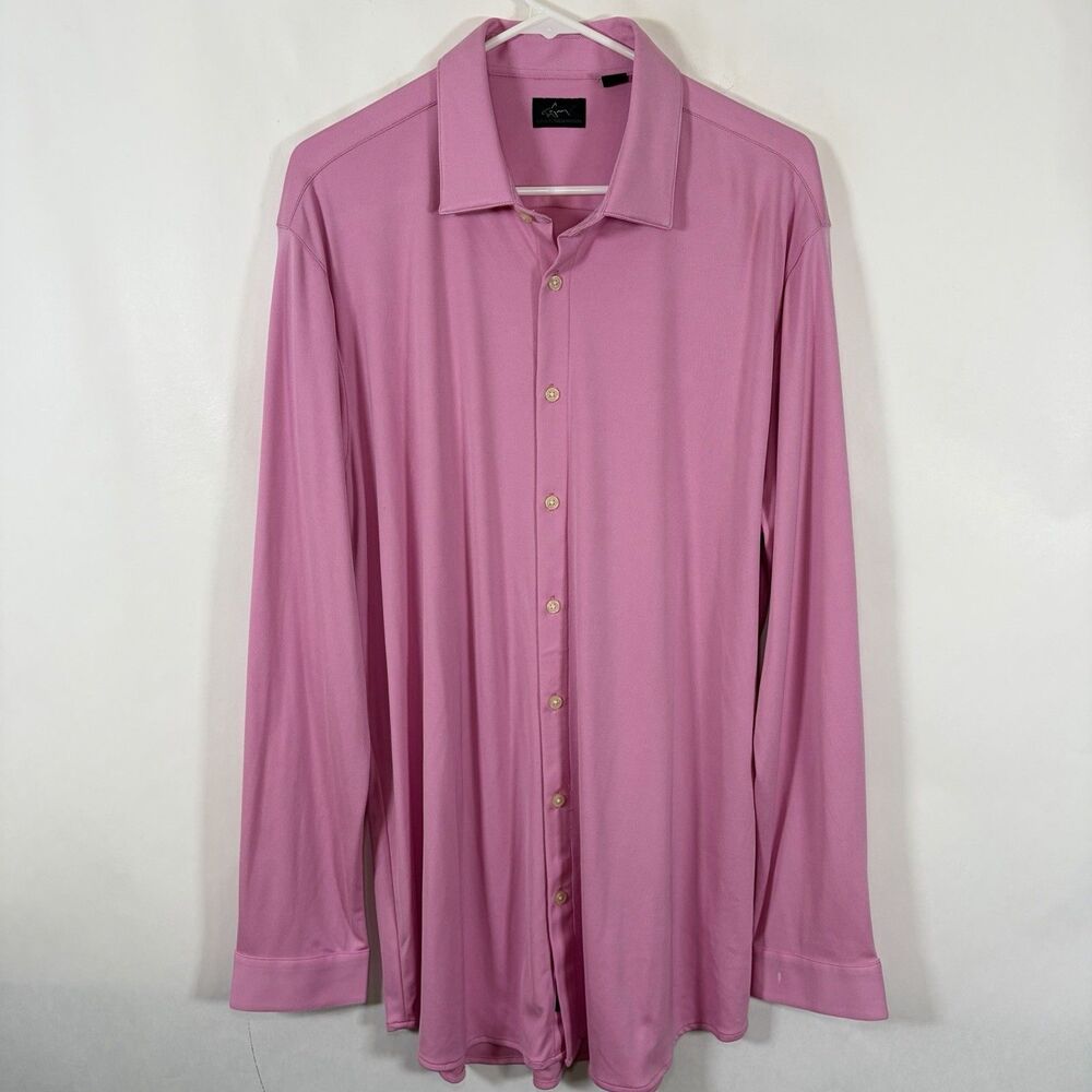 Greg Norman Performance Long Sleeve Button Up Shirt Mens Size XL Pink Stretch